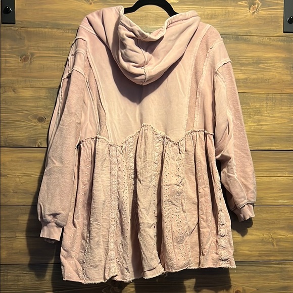 FREE PEOPLE Pink Hooded Tunic with Textured Details - Picture 5 of 5